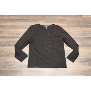 Lauren Jeans Co. Striped‎ Embellished Long Sleeve Top Blouse XL